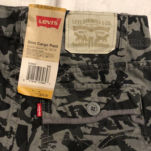 Levi’s camouflage cargo pants size 14 boys 27x27 nwt black camo - Picture 3 of 8